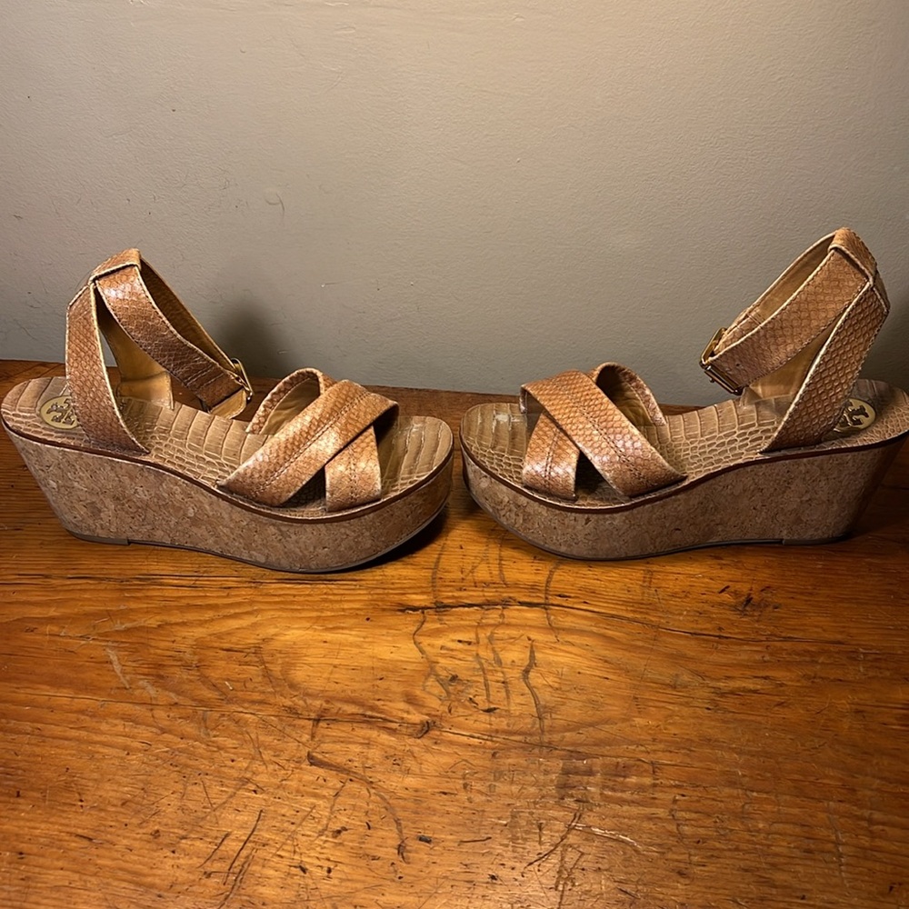 Tory Burch Snake/Python Print Cork Bed Leather We… - image 3